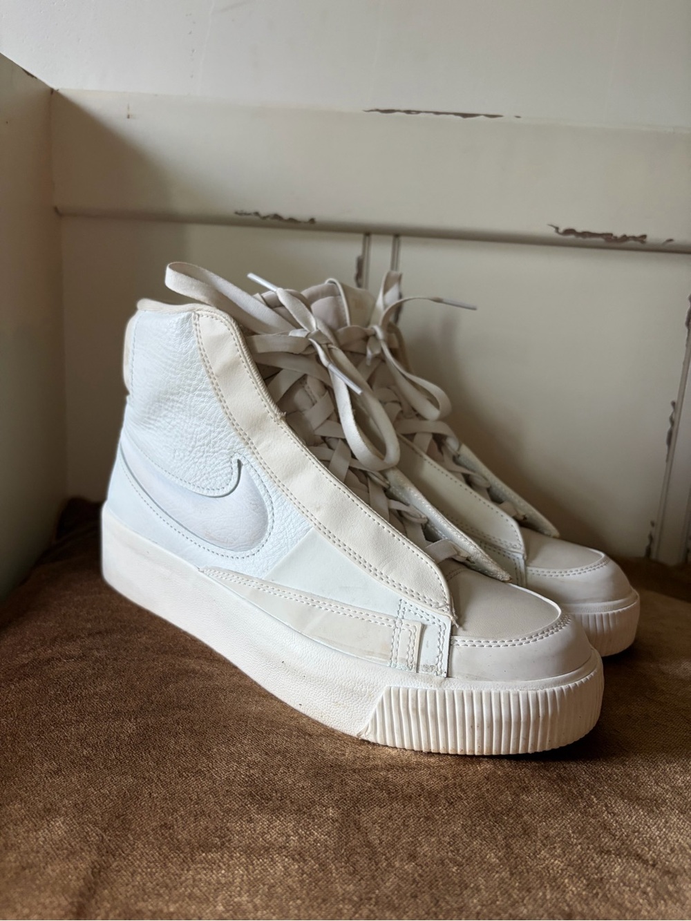 Nike Women’s Cream/White Platform High-Top Sneakers